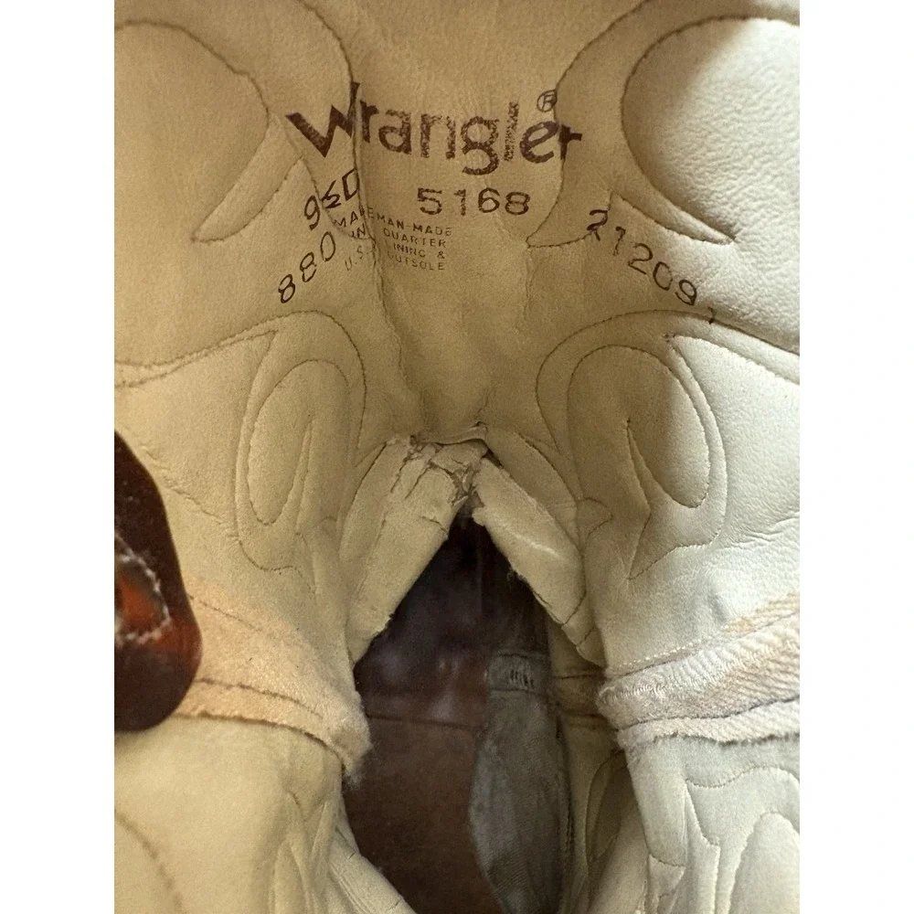Vintage Wrangler 5168 Men's Leather Cowboy Boots Brown Western Phoenix Sz 9.5D